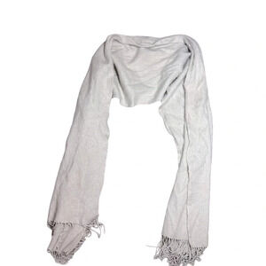 Jeolay Luxury Cashmere-Silk Blend Wrap Scarf Shawl - Soft Beige Fringe ends